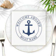 Nautical White Navy Blue Anchor Boat Namn