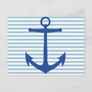 Nautical White Rand och Anchor Anpassningsbar Post Vykort