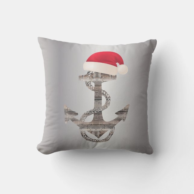 Nautical wooden rustik ANCHOR + SANTA HAT | Kudde (Framsida)