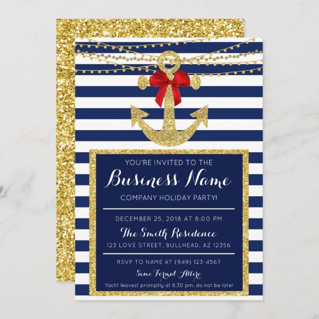 Nautical Yacht Company Julfest jul Inbjudningar (Fram/baksida)