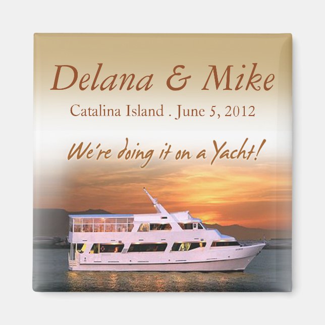 Nautical Yacht Destination Wedding Favor Keepsaké Magnet (Framsidan)