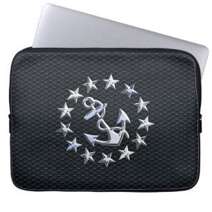 Nautical Yacht Flagga Chrome Ensign on Grille Prin Laptop Fodral