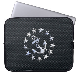 Nautical Yacht Flagga Chrome Ensign on Grille Prin Laptop Sleeve