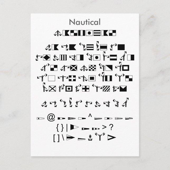 Nautical - Zazzle Font Sampler Lakan med Guide Vykort (Framsida)