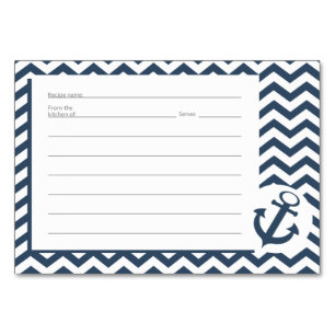 Nautical Zig zag Mönster recept-kort Bordsnummer