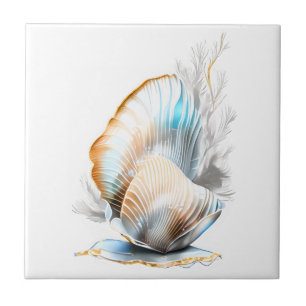 Nautilus clam säsongsbundensivringstrand 3D Kakelplatta