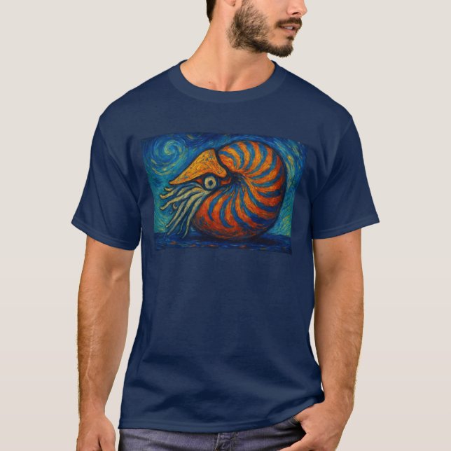 Nautilus im van Gogh Stil T Shirt (Framsida)