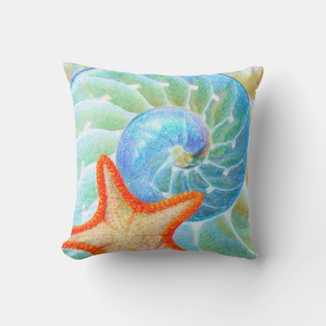 Nautilus och Starfish Kudde (Framsida)