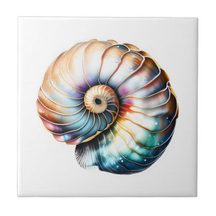 Nautilus säsonhell iridescent 3D-strandsjöfarten Kakelplatta