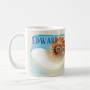 Nautilus Seashell och Sand Kaffemugg