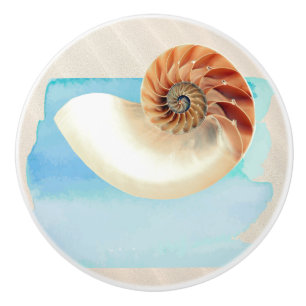 Nautilus Seashell och Sand Knopp