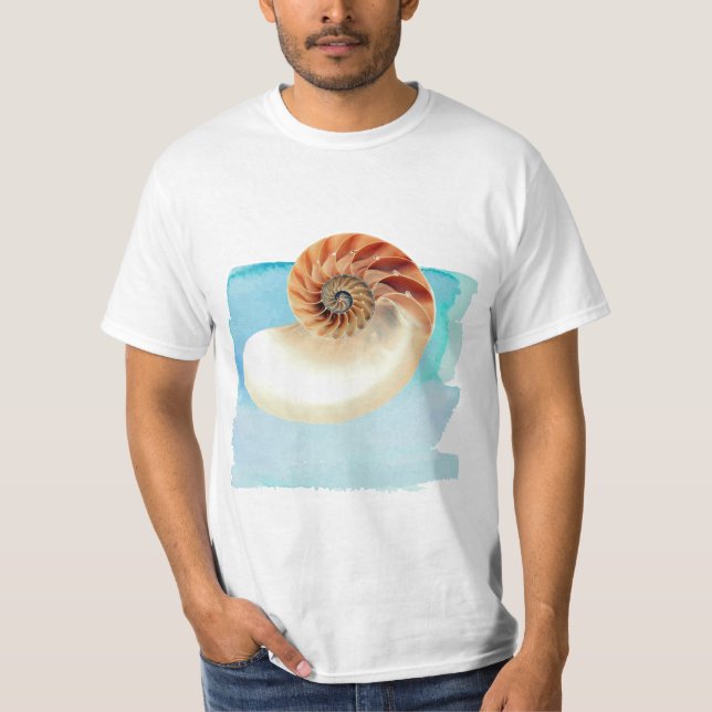 Nautilus Seashell och Sand T Shirt (Framsida)