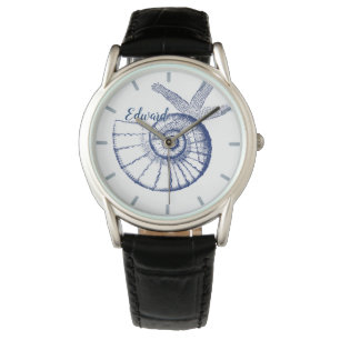 Nautilus Seashell & Starfish Marine Life Anpassnin Armbandsur