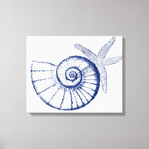 Nautilus Seashell & Starfish Marine Life Anpassnin Canvastryck