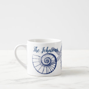 Nautilus Seashell & Starfish Marine Life Anpassnin Espressomugg