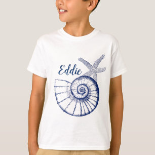 Nautilus Seashell & Starfish Marine Life Anpassnin T Shirt