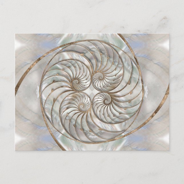 Nautilus Shell - Mother of Pearl and gold Vykort (Framsida)