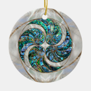 Nautilus Snäcka - Abalone och Pearl Julgransprydnad Keramik