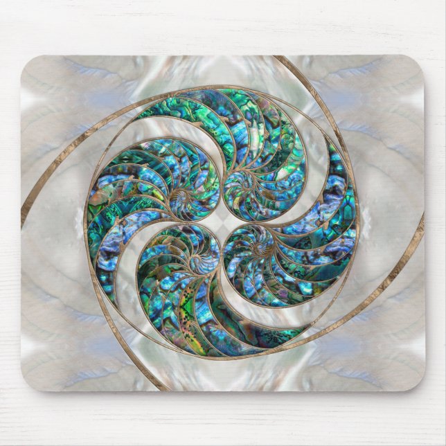 Nautilus Snäcka - Abalone och Pearl Musmatta (Framsidan)