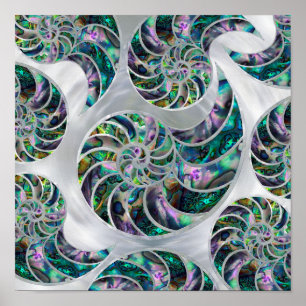 Nautilus Snäcka Abalone och Pearl Poster