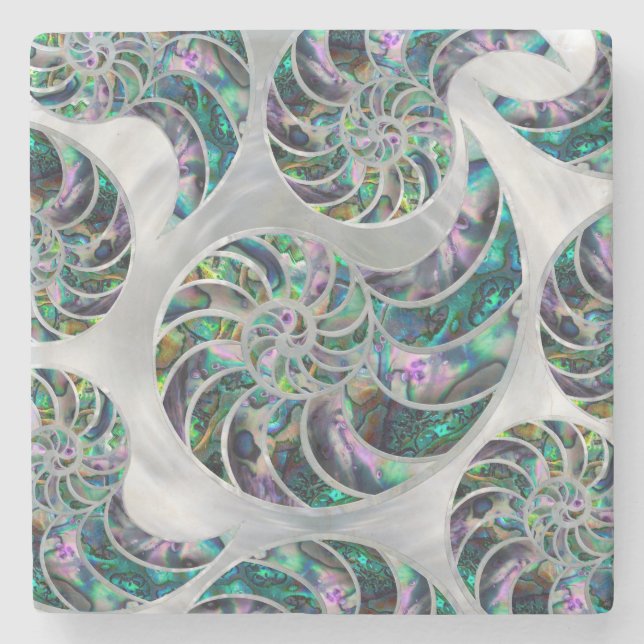 Nautilus Snäcka Abalone och Pearl Stenunderlägg (Framsidan)