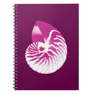 Nautilus snäcka - äggplants lila och vit anteckningsbok