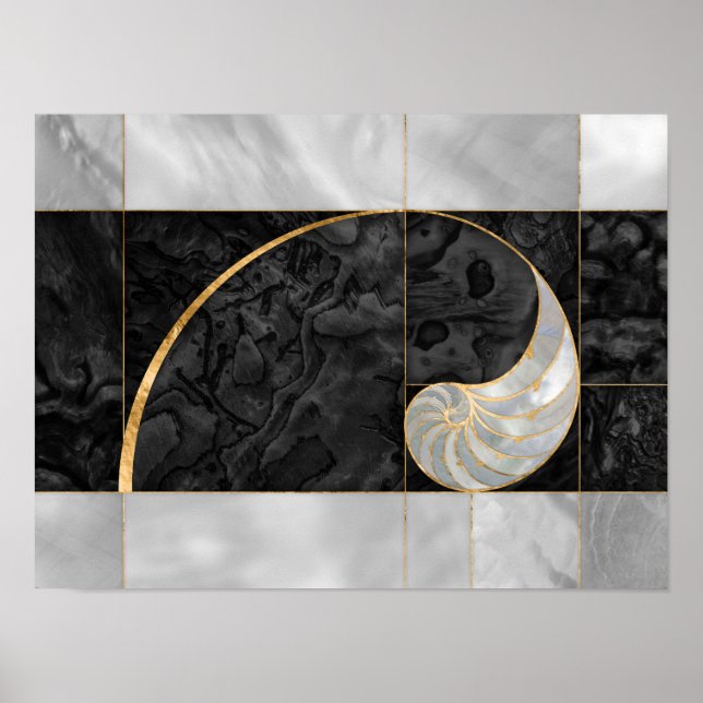 Nautilus Snäcka - Black Abalone och Pearl Poster (Framsidan)