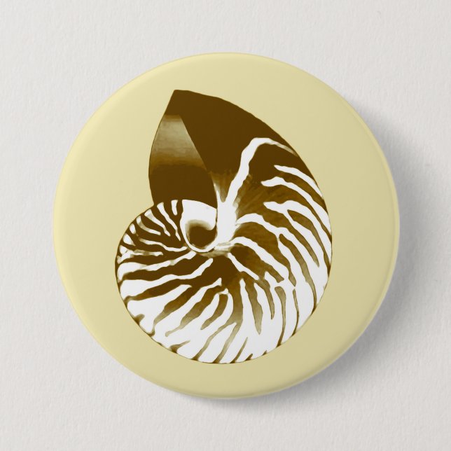 Nautilus snäcka - brun, vit och beige knapp (Framsida)