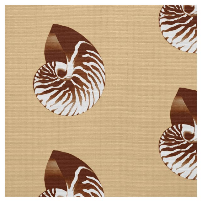 Nautilus Snäcka - brun, vit och beige Tyg (Provkarta)