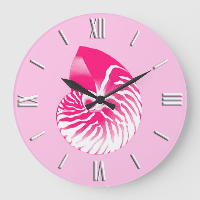 Nautilus snäcka - fuchsia rosa och vit stor klocka (Framsida)