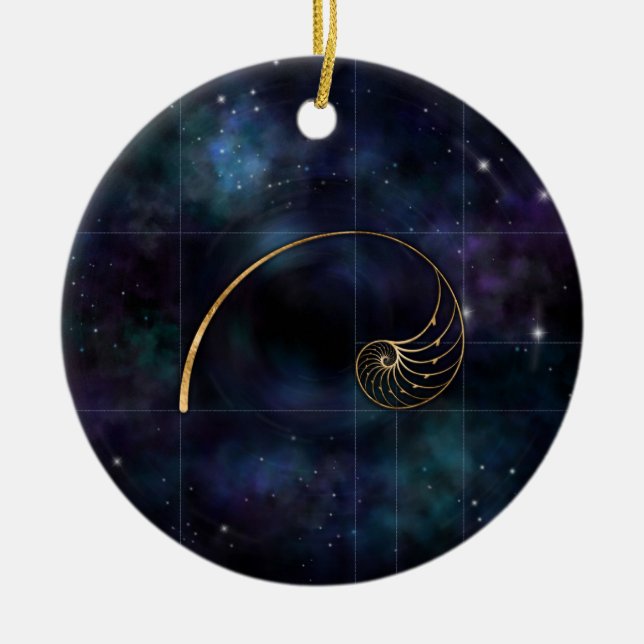 Nautilus Snäcka - Helig Geometry Julgransprydnad Keramik (Framsidan)