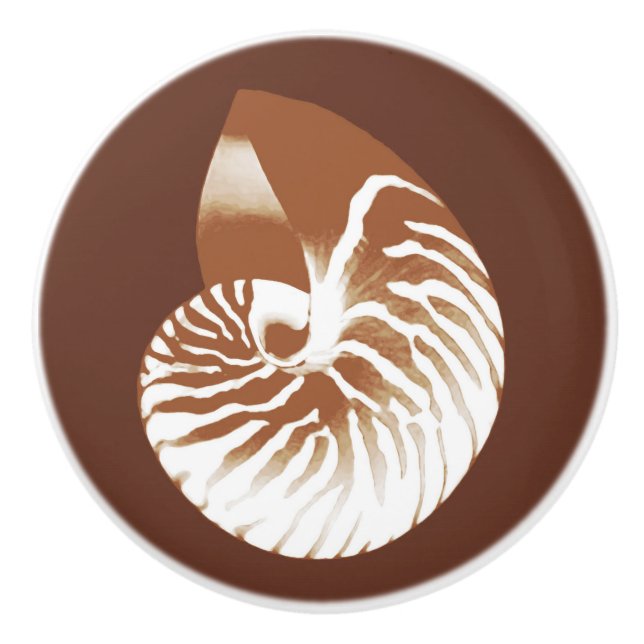 Nautilus snäcka - kakaobunt och vitt knopp (Framsidan)