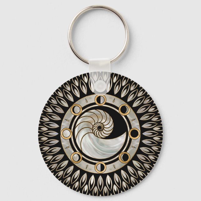 Nautilus Snäcka - måne-faser Nyckelring (Framsida)
