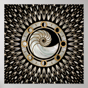 Nautilus Snäcka - måne-faser Poster