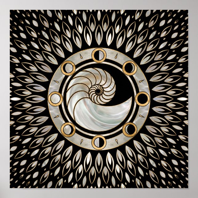 Nautilus Snäcka - måne-faser Poster (Framsidan)