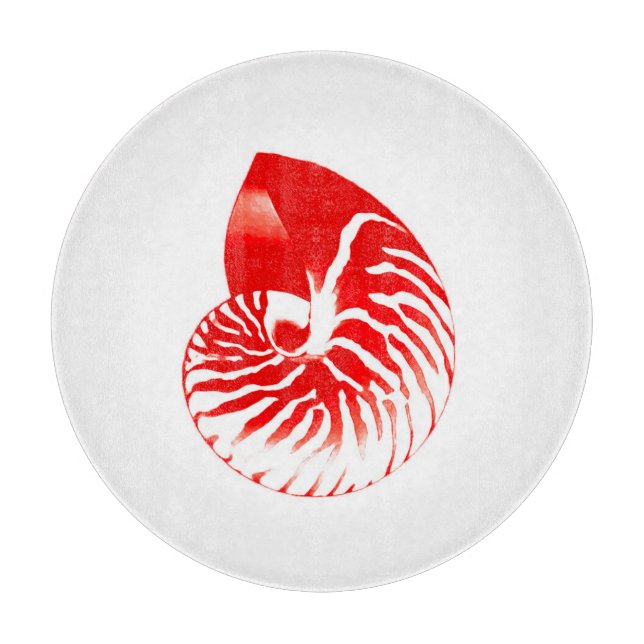 Nautilus snäcka - mörk röd och vit (Framsidan)