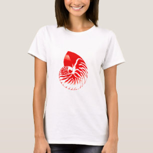 Nautilus snäcka - mörk röd och vit t-shirt