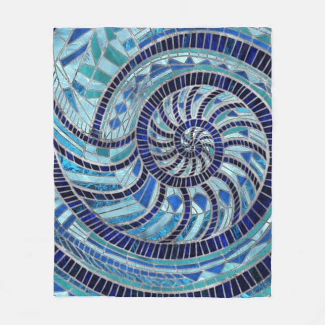 Nautilus Snäcka mosaic art Fleecefilt (Framsidan)