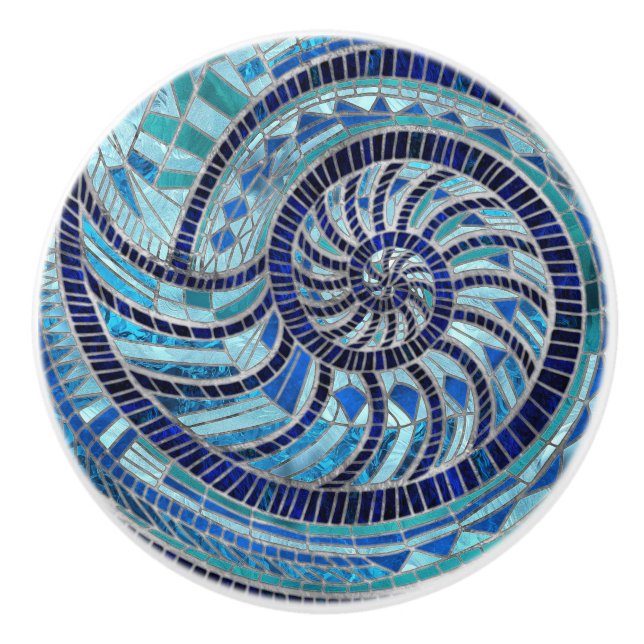 Nautilus Snäcka mosaic art Knopp (Framsidan)