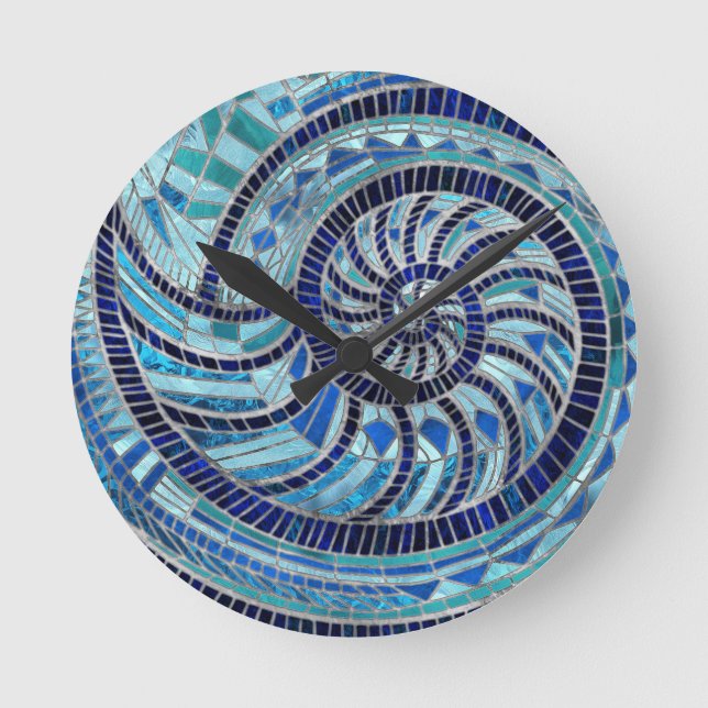 Nautilus Snäcka mosaic art Rund Klocka (Framsida)