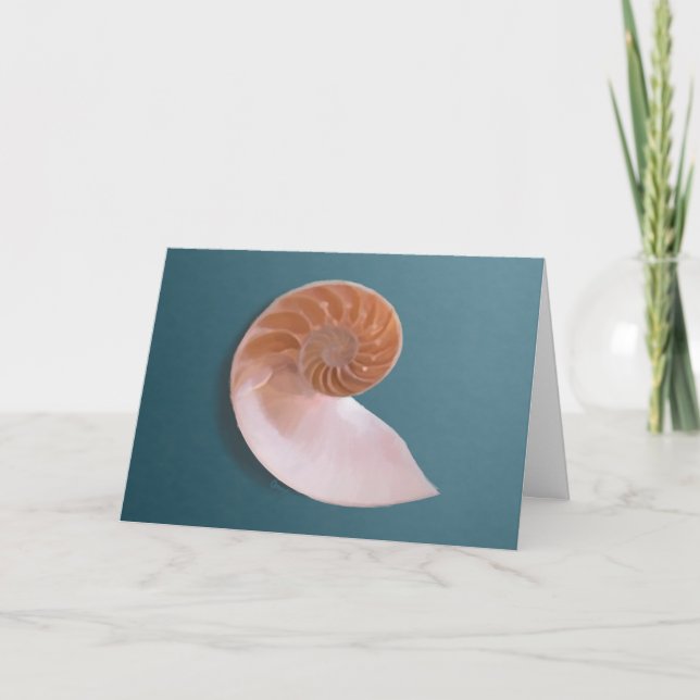Nautilus Snäcka på havets blått gratulationskort Kort (Framsida)