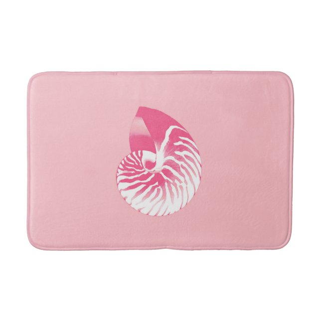 Nautilus Snäcka - rosa av korall och vit Badrumsmatta (Framsidan)