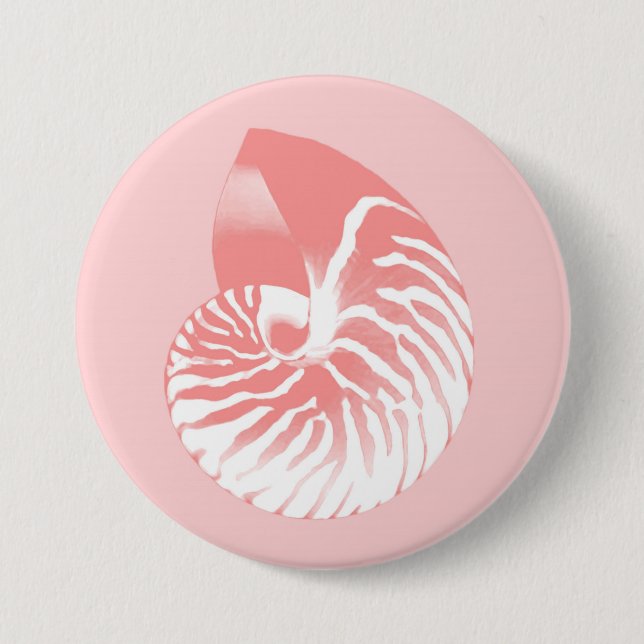 Nautilus snäcka - rosa av korall och vit knapp (Framsida)