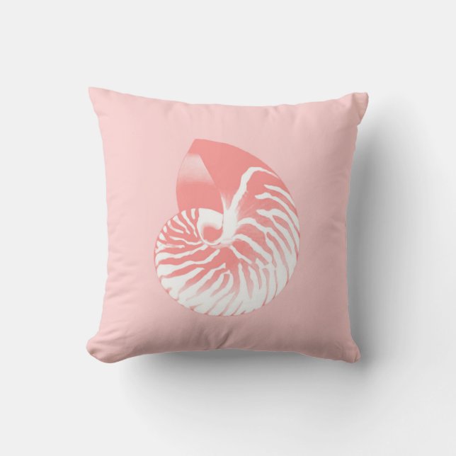 Nautilus snäcka - rosa av korall och vit kudde (Framsida)