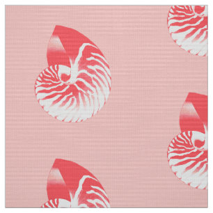 Nautilus Snäcka - rosa av korall och vit Tyg