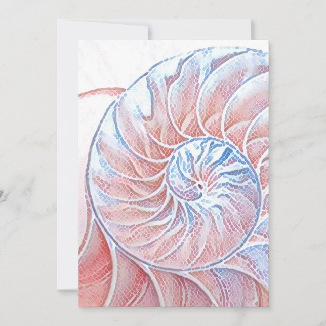Nautilus snäcka säsonhell Fibonacci swirrt rosa Tack Kort (Framsida)
