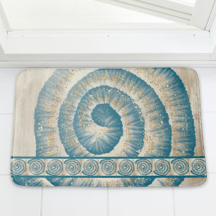Nautilus Snäcka Spiral Shape Teal Badrumsmatta