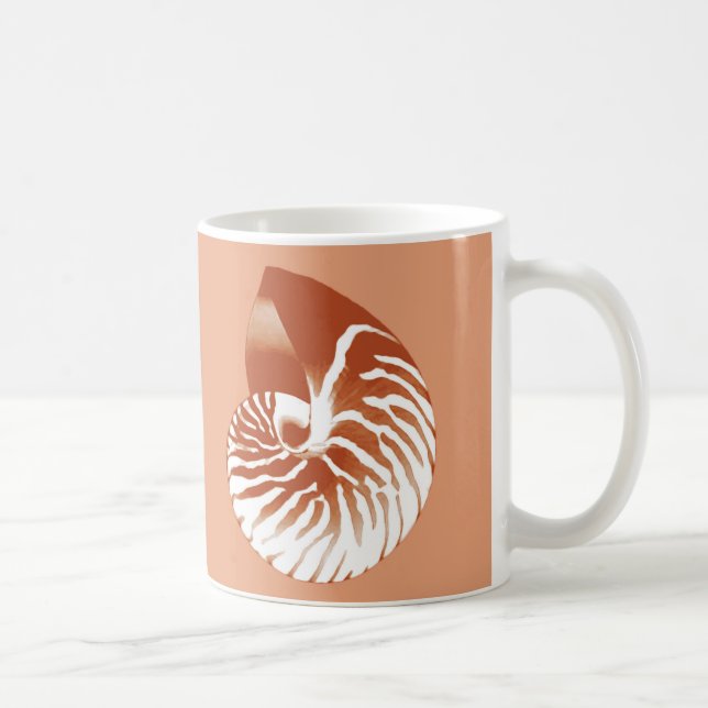Nautilus snäcka - terracotta och vit kaffemugg (Höger)