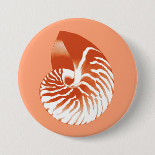 Nautilus snäcka - terracotta och vit knapp