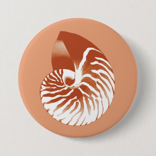 Nautilus snäcka - terracotta och vit knapp (Framsida)
